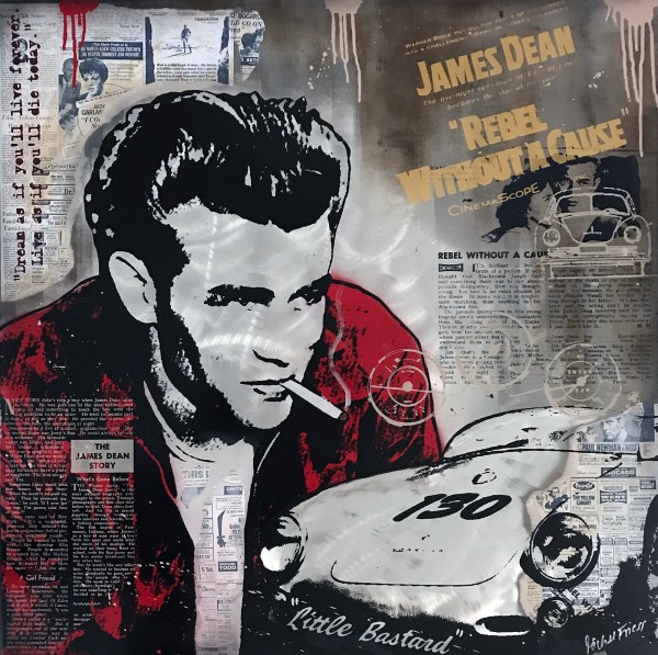 JAMES DEAN AND HIS PORSCHE - ALUMINIUM