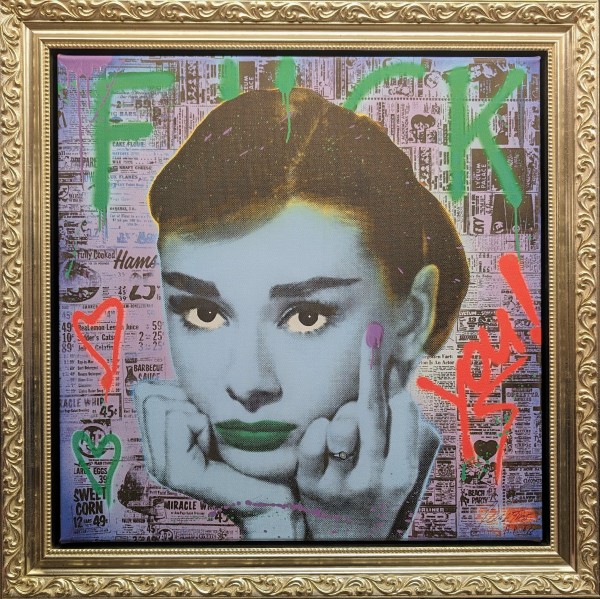 AUDREY FK YOU NEWSPAPER TURQUOISE - FINE ART EDITION - MICHEL FRIESS