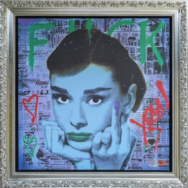AUDREY FK YOU NEWSPAPER TURQUOISE - FINE ART EDITION - MICHEL FRIESS